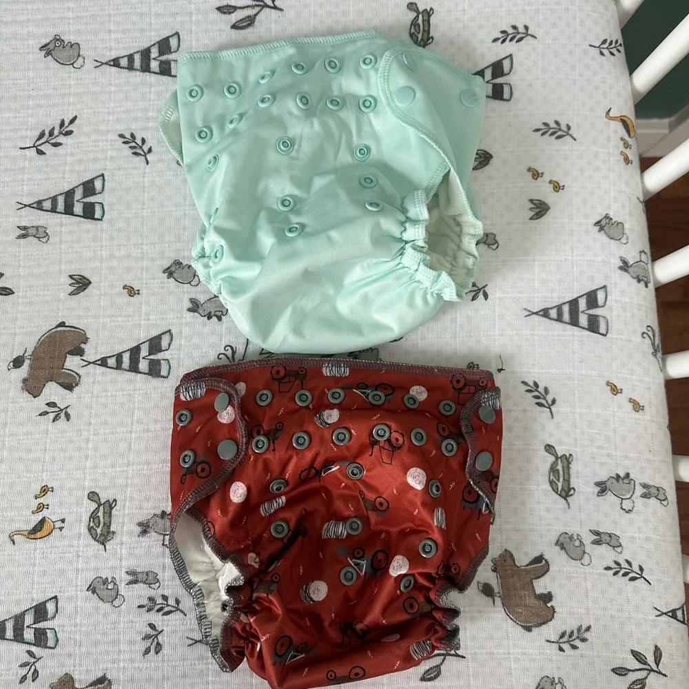 Mint and Red Tractors Reusable Cloth Diapers